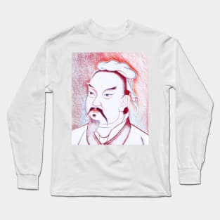 Sun Tzu Portrait | Sun Tzu Artwork | Line Art 3 Long Sleeve T-Shirt